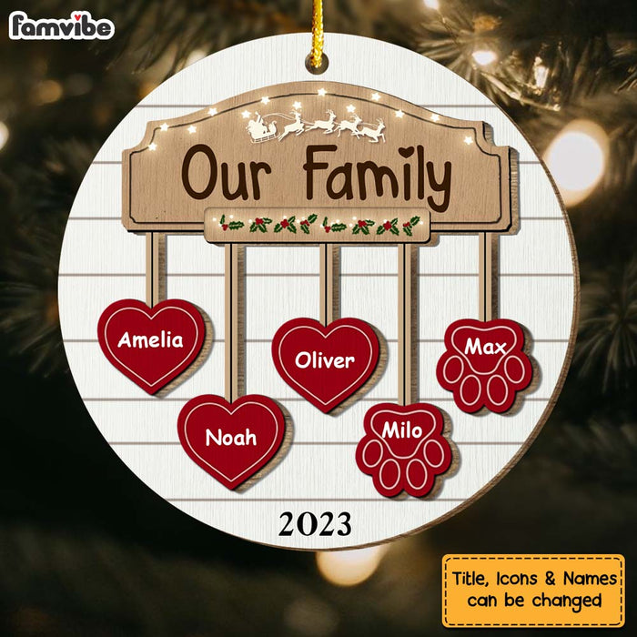 Personalized Our Family 2 Layered Wood Ornament 29593 1