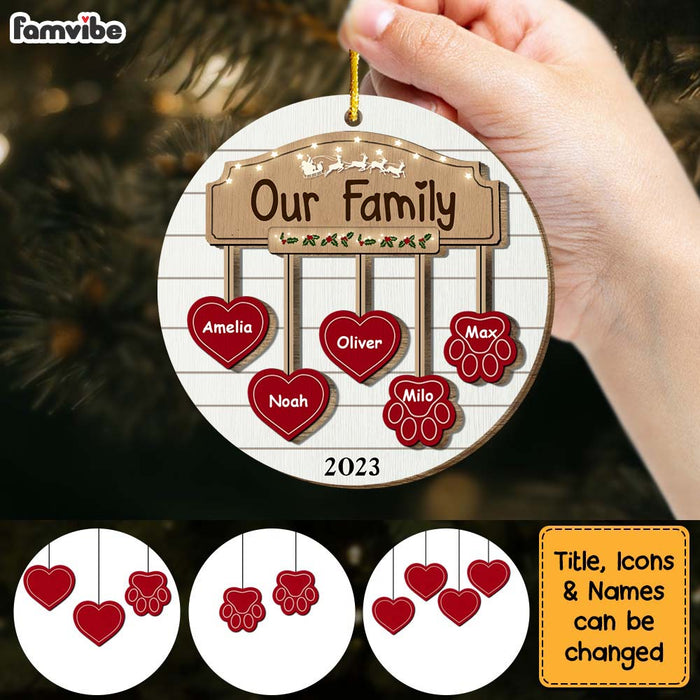 Personalized Our Family 2 Layered Wood Ornament 29593 1