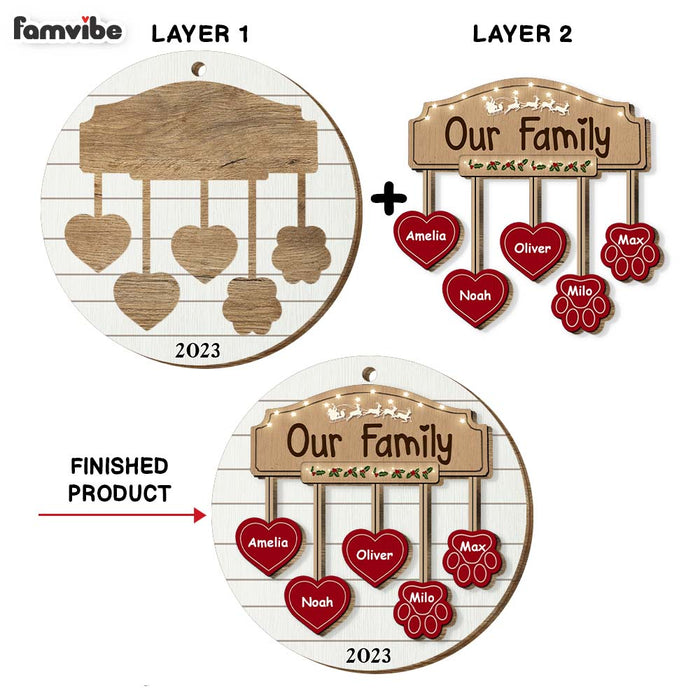 Personalized Our Family 2 Layered Wood Ornament 29593 1
