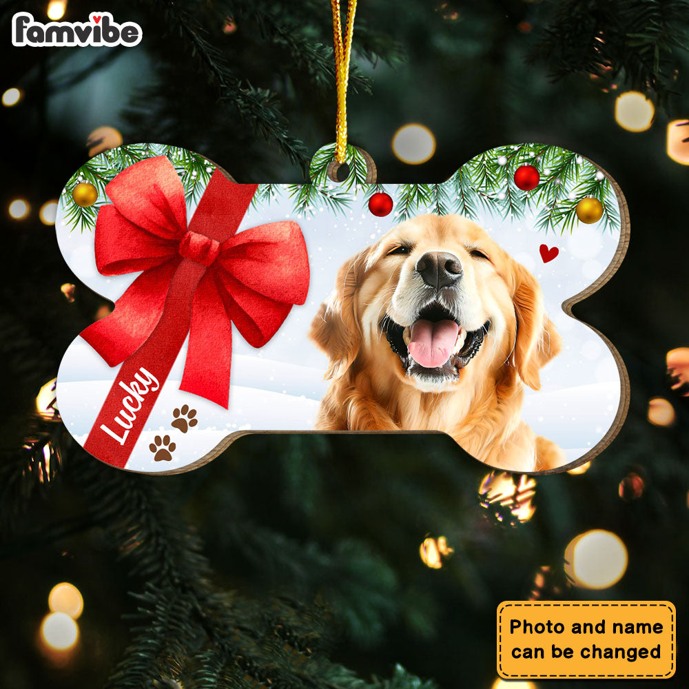 Personalized Christmas Dog Upload Photo Bone Ornament 29602 Primary Mockup