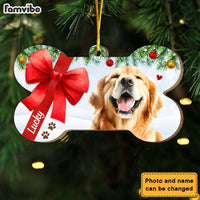 Personalized Christmas Dog Upload Photo Bone Ornament 29602 thumb 1