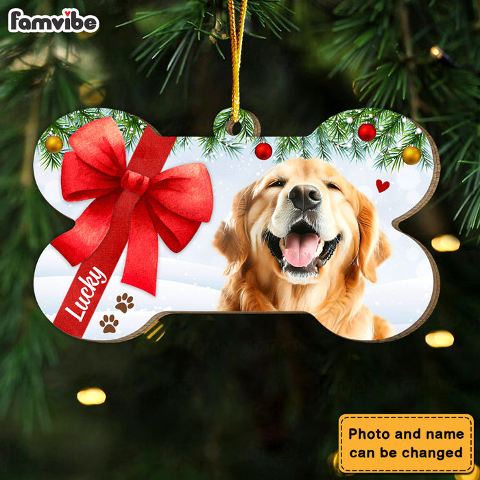 Personalized Christmas Dog Upload Photo Bone Ornament 29602 1