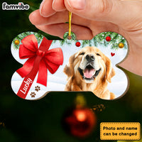 Personalized Christmas Dog Upload Photo Bone Ornament 29602 thumb 1