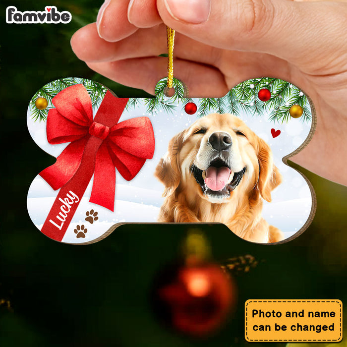 Personalized Christmas Dog Upload Photo Bone Ornament 29602 1