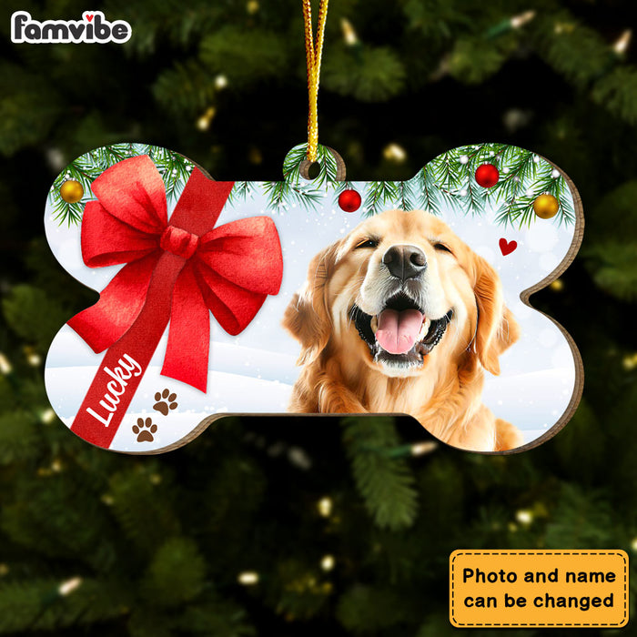 Personalized Christmas Dog Upload Photo Bone Ornament 29602 1