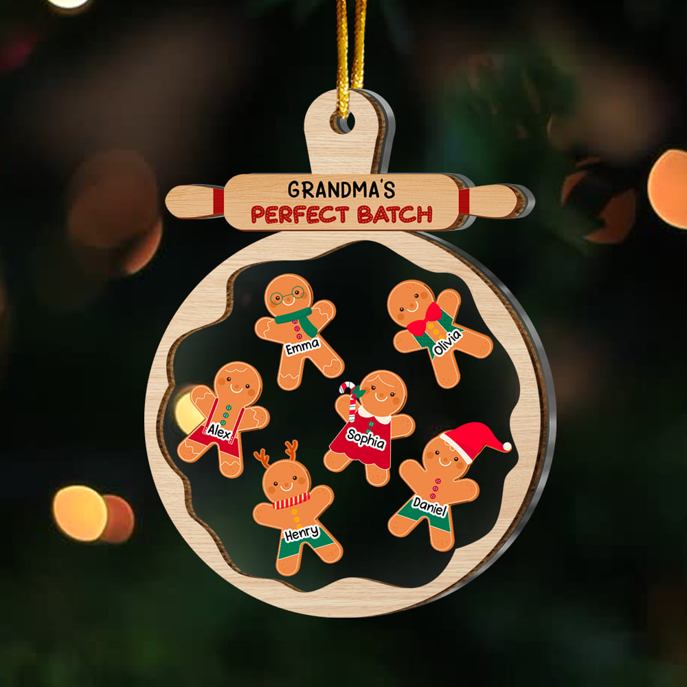 Personalized Gingerbread Christmas Grandma's Perfect Batch 2 Layered Mix Ornament 29604 Primary Mockup