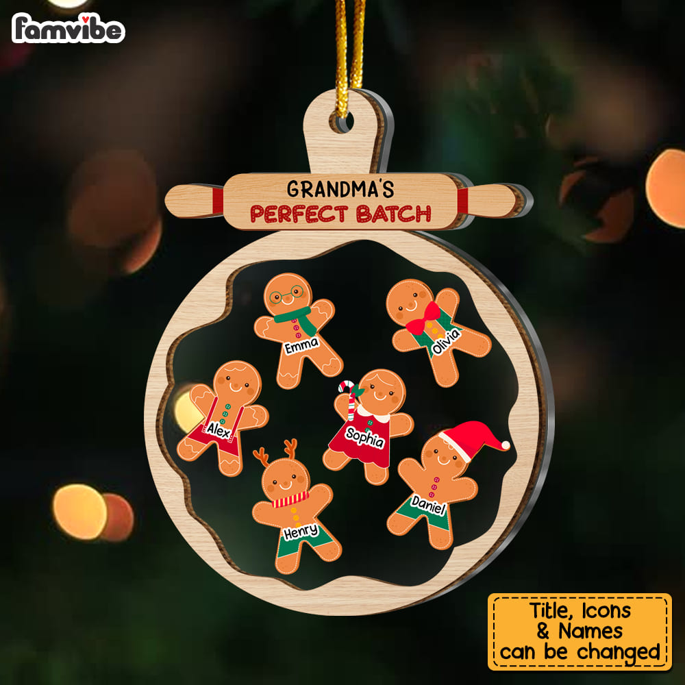 Personalized Gingerbread Christmas Grandma's Perfect Batch 2 Layered Mix Ornament 29604 Primary Mockup