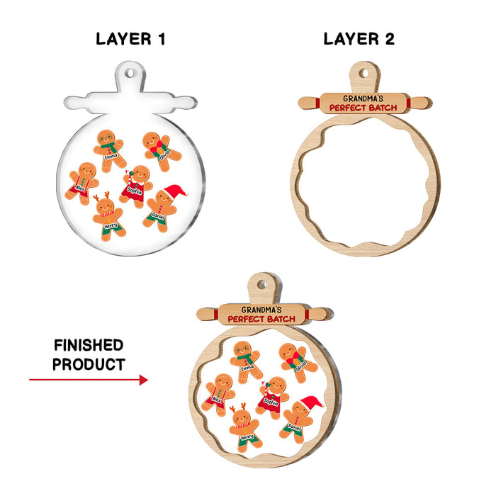 Personalized Gingerbread Christmas Grandma's Perfect Batch 2 Layered Mix Ornament 29604 1