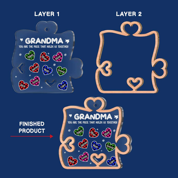 Personalized Puzzle Piece Christmas Gift For Grandma 2 Layered Mix Ornament 29606 1
