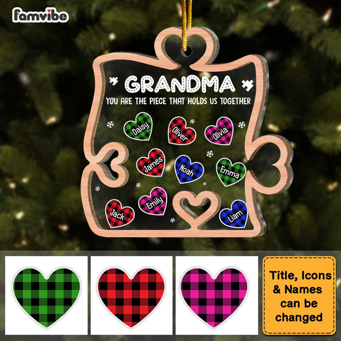 Personalized Puzzle Piece Christmas Gift For Grandma 2 Layered Mix Ornament 29606 1