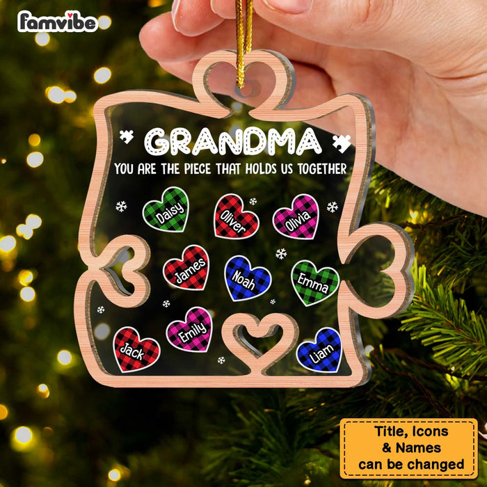 Personalized Puzzle Piece Christmas Gift For Grandma 2 Layered Mix Ornament 29606 1