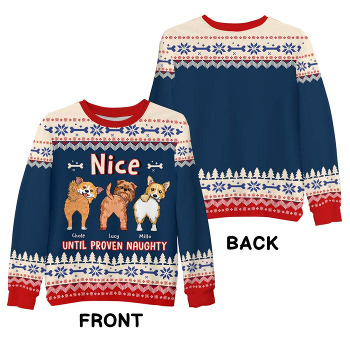 Personalized Nice Until Proven Naughty Ugly Sweater 29615 1