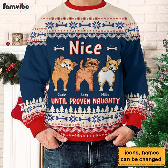 Personalized Nice Until Proven Naughty Ugly Sweater 29615 1