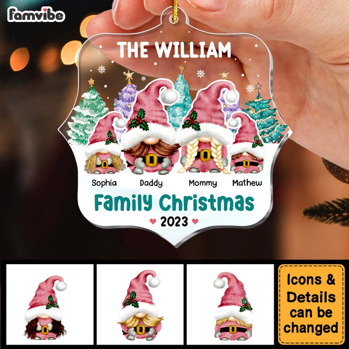 Personalized Gift For Family Christmas Pink Gnome Ornament 29616 1