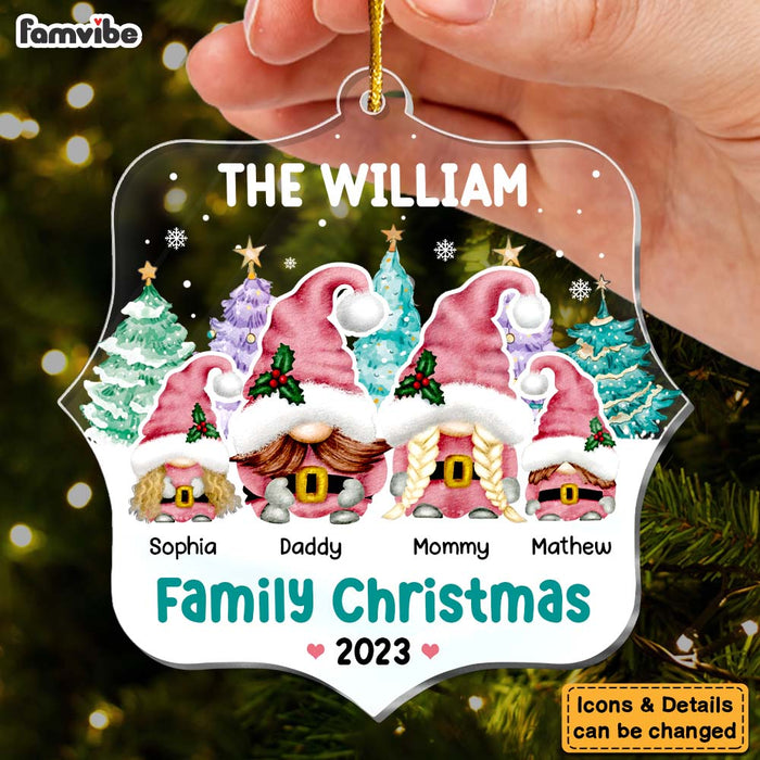 Personalized Gift For Family Christmas Pink Gnome Ornament 29616 1