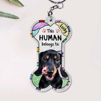 Personalized Gift For Dog Mom This Human Belongs To Acrylic Keychain 29619 thumb 1