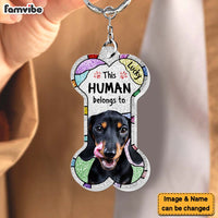 Personalized Gift For Dog Mom This Human Belongs To Acrylic Keychain 29619 thumb 1