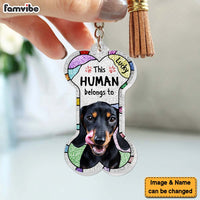 Personalized Gift For Dog Mom This Human Belongs To Acrylic Keychain 29619 thumb 1