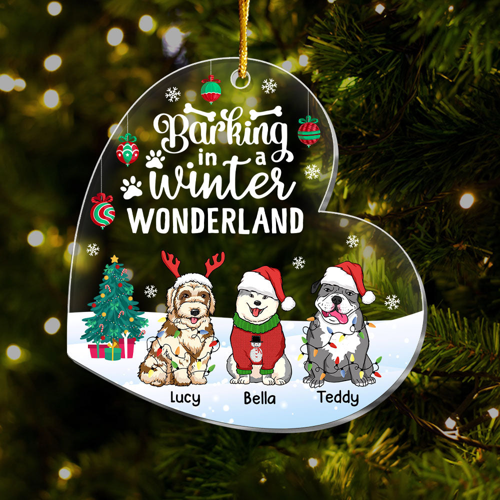 Personalized Gift For Dog Lovers Barking In A Wonderland Ornament 29630 Primary Mockup