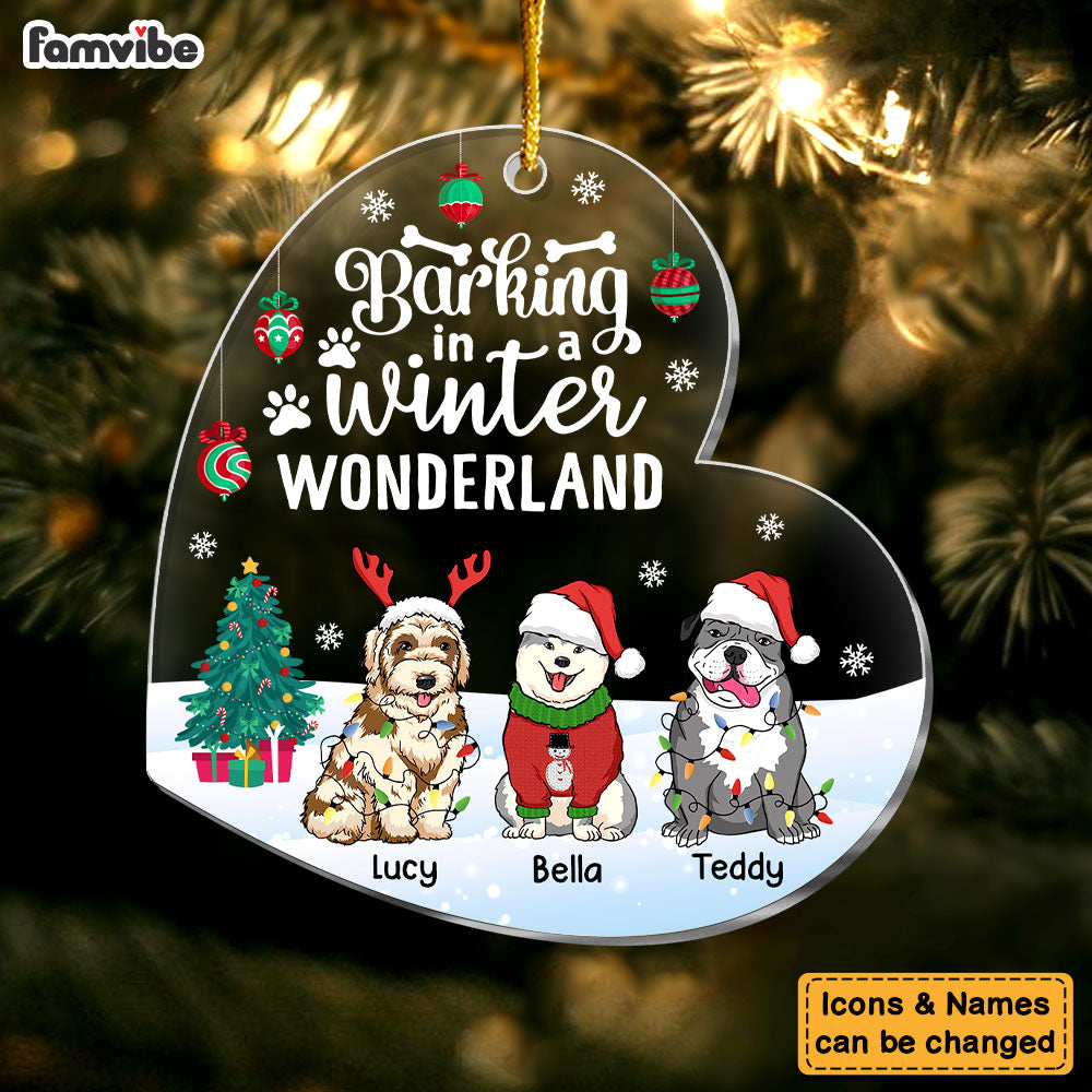 Personalized Gift For Dog Lovers Barking In A Wonderland Ornament 29630 Primary Mockup