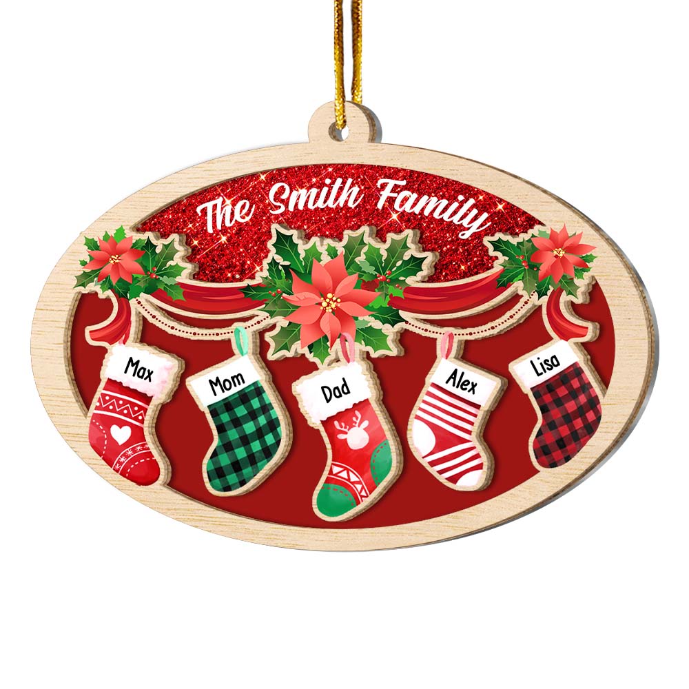 Personalized Gift For Family Christmas 2023 2 Layered Mix Ornament 29633 Primary Mockup