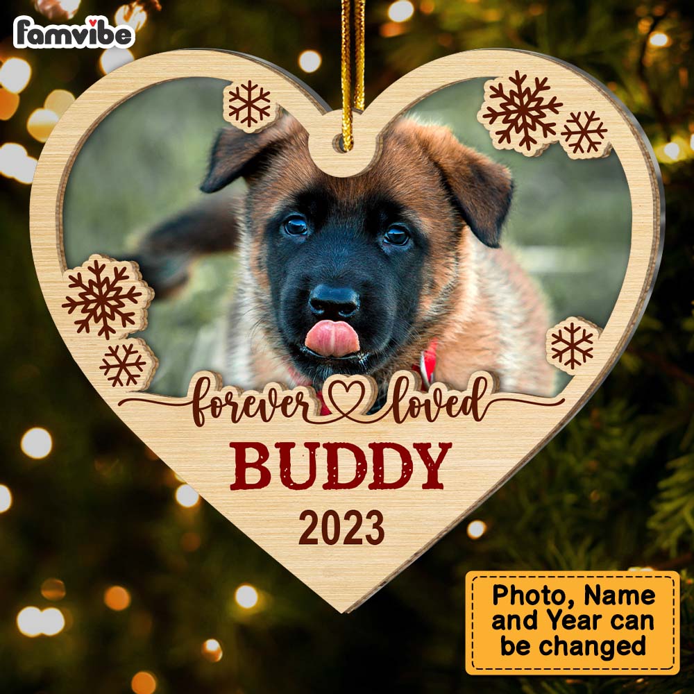 Personalized Pet Memorial Gift Custom Dog Photo 2 Layered Mix Ornament 29637 Primary Mockup