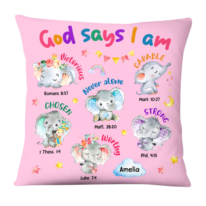 Personalized Gift For Granddaughter Elephant Gods Says I Am Pillow 29642 1