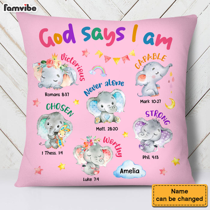 Personalized Gift For Granddaughter Elephant Gods Says I Am Pillow 29642 1