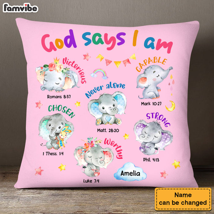 Personalized Gift For Granddaughter Elephant Gods Says I Am Pillow 29642 1