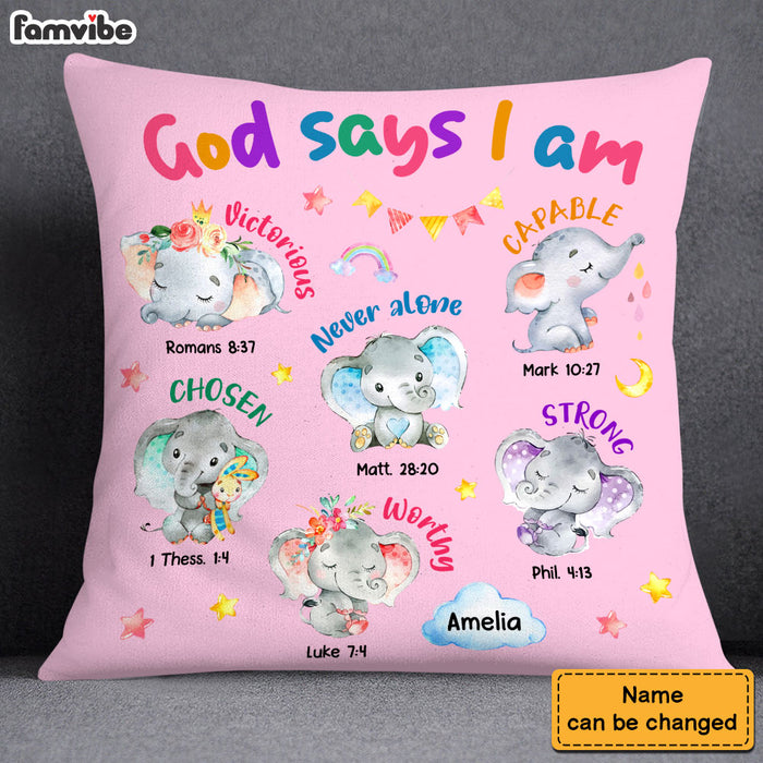 Personalized Gift For Granddaughter Elephant Gods Says I Am Pillow 29642 1