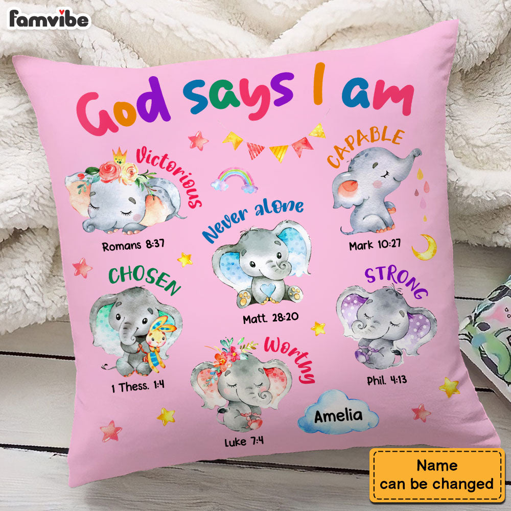 Personalized Gift For Granddaughter Elephant Gods Says I Am Pillow 29642 Primary Mockup