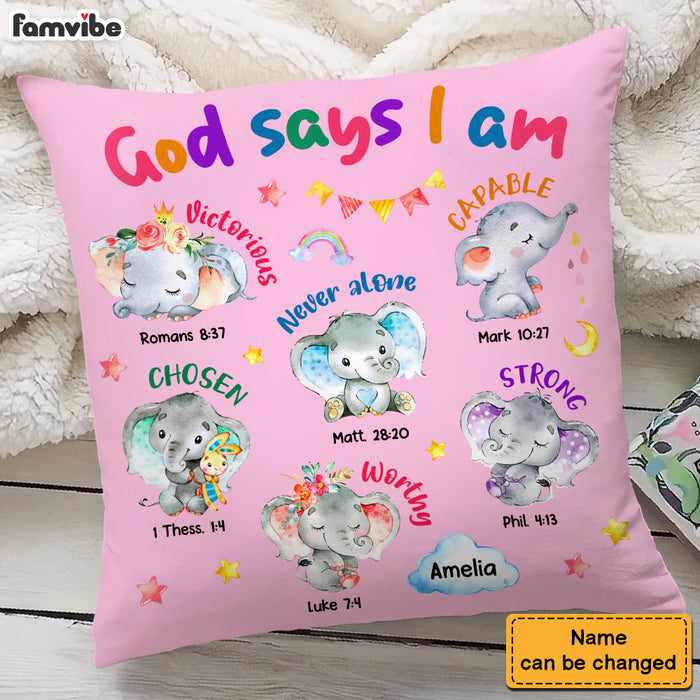 Personalized Gift For Granddaughter Elephant Gods Says I Am Pillow 29642 1