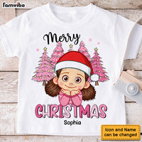 Personalized Gift For Granddaughter Pink Merry Christmas Kid T Shirt 29648 thumb 1