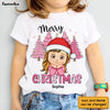 Personalized Gift For Granddaughter Pink Merry Christmas Kid T Shirt 29648 1