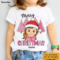 Personalized Gift For Granddaughter Pink Merry Christmas Kid T Shirt 29648 thumb 1