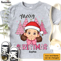 Personalized Gift For Granddaughter Pink Merry Christmas Kid T Shirt 29648 thumb 1