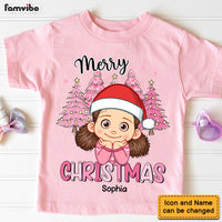 Personalized Gift For Granddaughter Pink Merry Christmas Kid T Shirt 29648 thumb 1