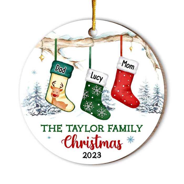 Personalized Stocking Family Christmas Circle Ornament 29654 1