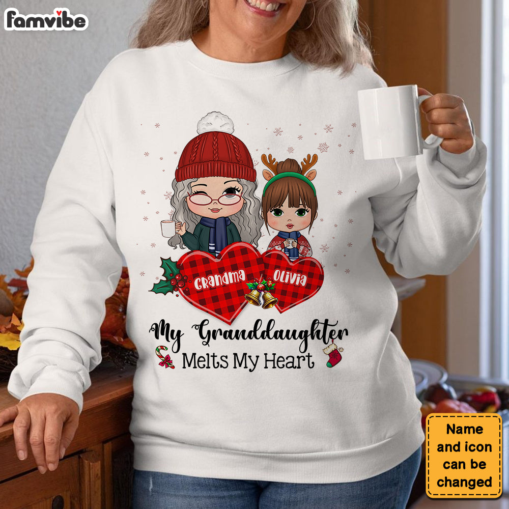 Personalized Gift For Grandma Melts My Heart Christmas Shirt Hoodie Sweatshirt 29655 Primary Mockup