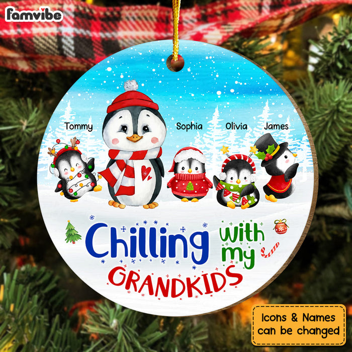 Personalized Gift For Grandma Christmas Penguin Circle Ornament 29663 1