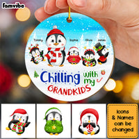 Personalized Gift For Grandma Christmas Penguin Circle Ornament 29663 thumb 1