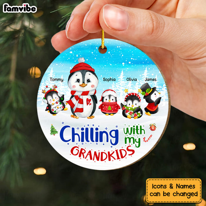 Personalized Gift For Grandma Christmas Penguin Circle Ornament 29663 1