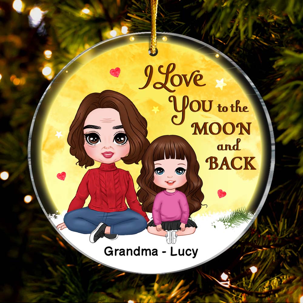 Personalized Christmas Gift For Grandma Grandkid Sitting In Moon Circle Ornament 29666 Primary Mockup