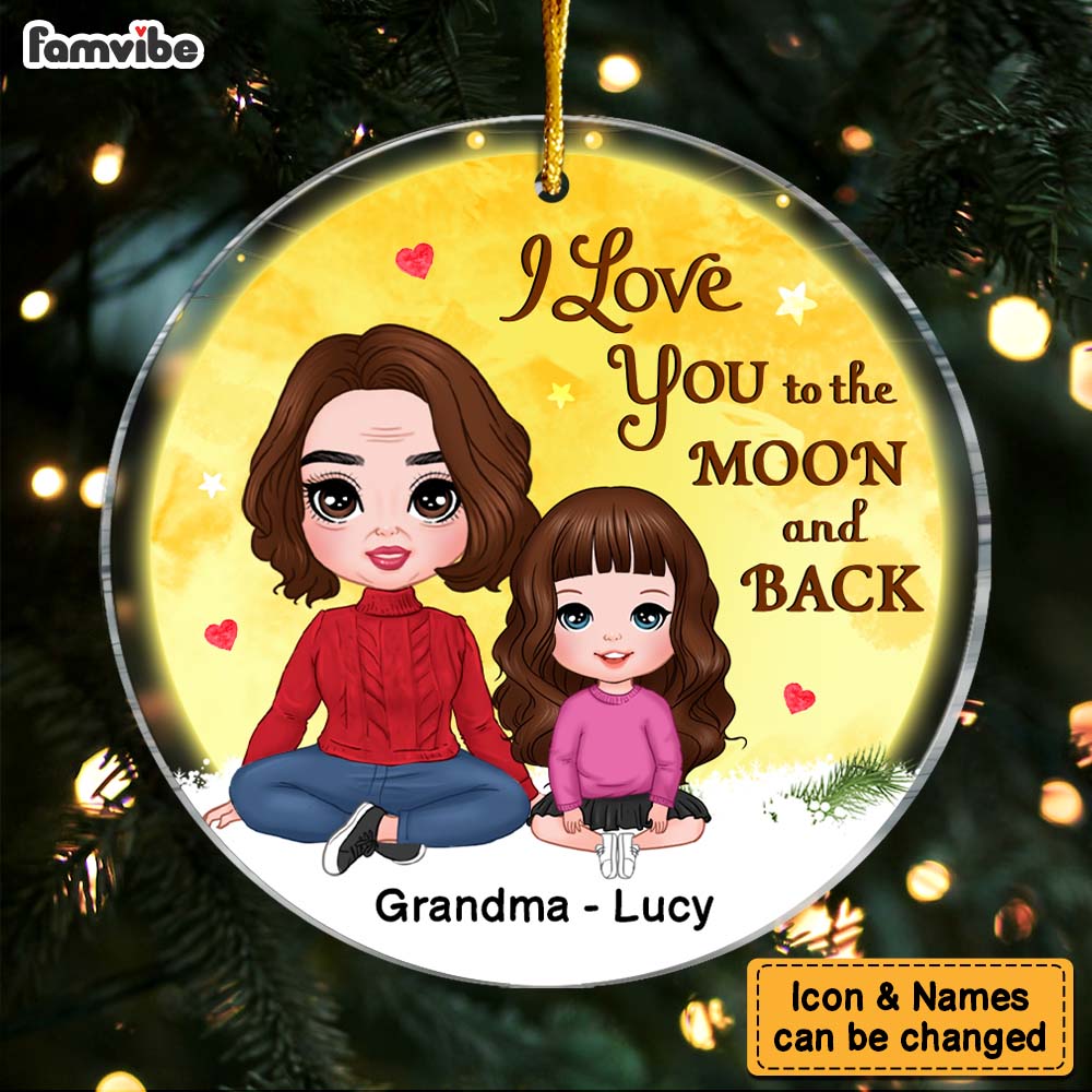 Personalized Christmas Gift For Grandma Grandkid Sitting In Moon Circle Ornament 29666 Primary Mockup