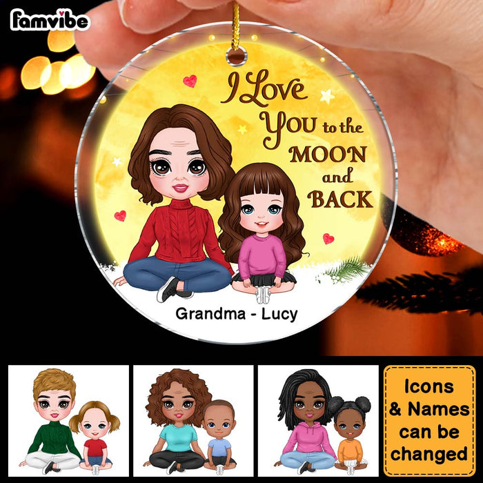 Personalized Christmas Gift For Grandma Grandkid Sitting In Moon Circle Ornament 29666 1