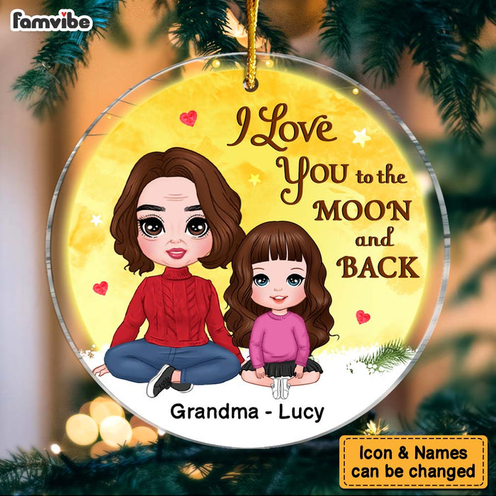 Personalized Christmas Gift For Grandma Grandkid Sitting In Moon Circle Ornament 29666 1