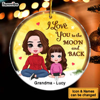Personalized Christmas Gift For Grandma Grandkid Sitting In Moon Circle Ornament 29666 thumb 1