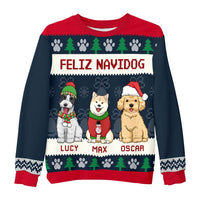 Personalized Gift For Dog Lover Feliz Navidog Ugly Sweater 29672 thumb 1