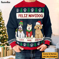 Personalized Gift For Dog Lover Feliz Navidog Ugly Sweater 29672 thumb 1
