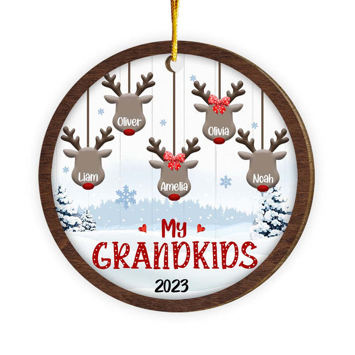 Personalized Gift For Grandma Reindeer Circle Ornament 29674 1